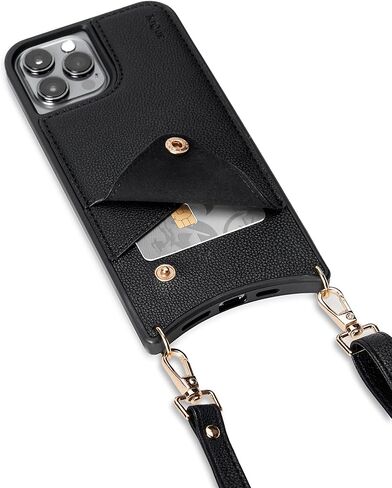 KIQUE Crossbody Phone Case and Wallet - for iPhone 11 11 Pro 11 Pro Max XR 12/12 Pro 12 Pro Max (Black, iPhone 11) in Saudi Arabia