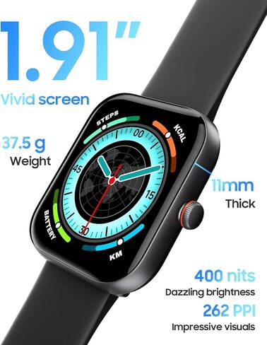 1.91" Smart Watch for Women with ALEXA, Fitness Watch for Android iOS Phone | Call Function, Message Notifications, Pedometer, IP68 Waterproof, Heart Rate, Sleep Monitor, 100 Sport Modes, 100 Watch Faces in Kuwait