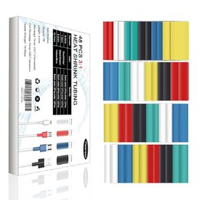 YIWANSON 48Pcs Ratio 3:1 Heat Shrink Tubing Kit Electrical Wire Cable Wrap Assortment Electric Insulation Marine Automotive Industrial-Heat Shrink Repair Tube, Suit for Various Data Cable