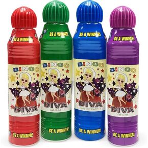 BINGO DIVA! Bingo Daubers for Adults - 4-Pack Assorted Colors Bingo Markers - Smooth & Even Application, Non-Drip & Quick-Dry Formula Bingo Dotters, Bingo Accessories - Made with Dab-O-Ink