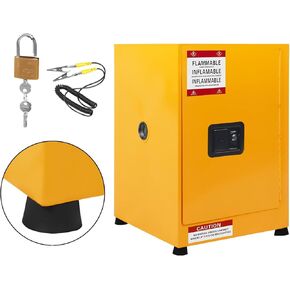 Flammable Cabinet 17" x 17" x 18", Safety Cabinet - Fireproof, Galvanized Steel, Leakproof, Hazardous Storage Cabinet for Industry, Company and Home, Yellow