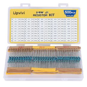 Resistors Assortment Kit, 500Pcs 50 Values Resistor Kit 1/4W 1 Ohm to 10M Ohm with ±1% Metal Film Resistors Assorted 1/4 Watt Common Fixed Resistors Assortment