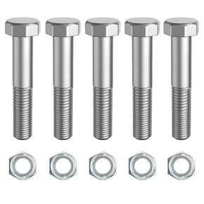 5PCS Grade 5 Rotary Cutter Shear Zinc Plated Bolts 1/2“ x 3-1/2" with 5PCS Nylock Locking Zinc Plated Nut