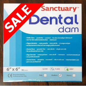 (MADE IN MALAYSIA) SANCTUARY DENTAL DAM LATEX 6"X6" (MEDIUM) BLUE 36 SHEETS (6X6, BLUE)