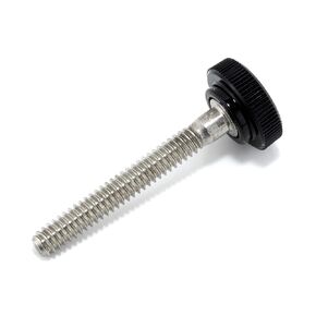 #10-24 x 1-1/2" Thumb Screw Stainless Steel - Black Knurled Round Plastic Knob - Standard/Coarse Thread ThumbScrew - Length: 1.500" - Proudly Built in USA - Package of (4)