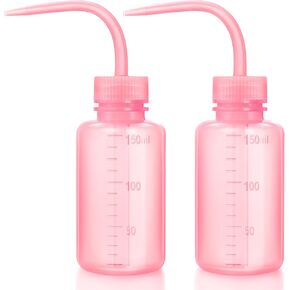 2 Pack 150ml Pink Lash Rinse Bottle Squeezer 5 oz Mini Lash Wash Bottle with Scale Rinse Bottle for Eyelash Extensions Transparent Tattoo Water Bottle Watering Bottle for Lash Extension