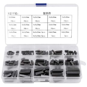 140pcs Key Stock Pulley, Stainless Steel Woodruff Key Assortment, Metric Key Stock Assortment, Shaft Key, Keyway, Parallel Key, Shaft Key Set for Fastening Many Different