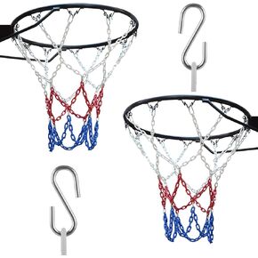 ​CYEAH 2 Pcs Heavy Duty Chain Basketball Net Replacement, Stainless Steel Chain Net for Basketball Hoop, Heavy Duty Basketball Hoop Chain Fit Most Standard Hoops for Outdoor Indoor