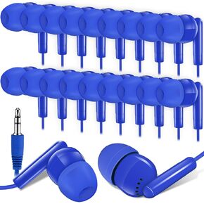 Kanayu 100 Packs Kids Earbuds Bulk Basic Student Earphone Individually Bagged 3.5 mm Headphones for Schools Classrooms Library Teens Gift, Black and White
