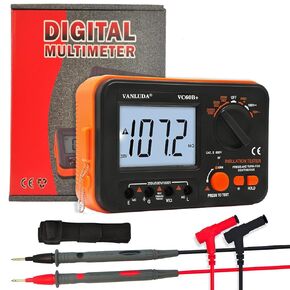 4 in 1 Insulation Tester 0.6/6/60/600/1000V,Motor Checker,Megohmmeter,Multimeter,2000MΩ Insulation Resistance,DC/AC TRMS Voltage&Current,Resistance,Capacitance,Frequency,Temperature Multi Testers