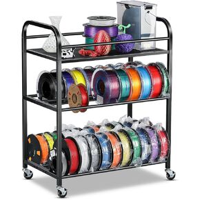3D Printer Filament Storage Rack- Rolling Filament Spool Holders Racks with Wheels, Heavy Duty Metal Shelf for PLA/ABS/TPU/Nylon, Filaments Organzied for 3D Printing Studio, Office Workshop