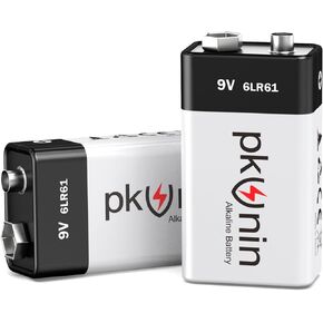 9V Batteries Alkaline 9 Volt Battery for Smoke Detector 2 Pack, Long-Lasting Square 6LR61 Fire Alarm Batteries, 10-Year Shelf Life