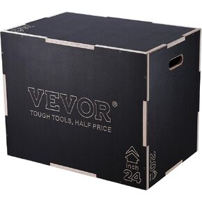 VEVOR 3 in 1 Plyometric Jump Box, Easy-to-Assemble Wood Plyo Box for Jumping Trainers, Home Gym Training and Conditioning