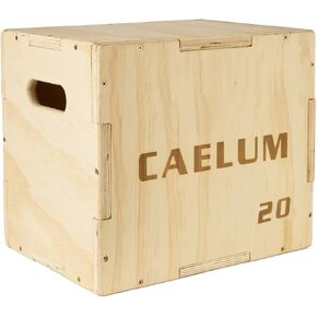 CAELUM 3-in-1 Wood Plyo Box - Non-Slip Plyometric Jump Box for Home & Gym, 400lbs Bearing Fitness Launch Box for Jumping Squats Step-ups Strength Training