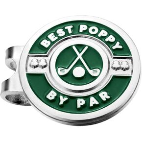 Best Poppy by Par Golf Ball Marker - Grandpa Golf Gifts Ball Marker Hat Clip - Lucky Shamrock Golf Cap Accessory for Grandfather Papa Dad Stepdad