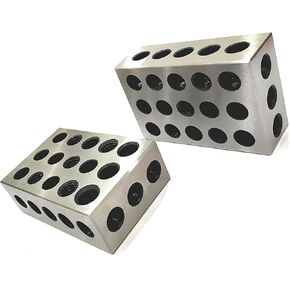 Tool Steel EN31 Deep Hardened Ultra Precision 1-2-3 Blocks (23 Holes) ((1 Pair (2 Pc)))