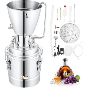 VEVOR Alcohol Still, 18 Gal/70L Alcohol Distiller, Distillery Kit for Alcohol with 304 Stainless Steel Tube & Circulating Pump & Build-in Thermometer & Exhaust Port for DIY Whisky Wine Brandy