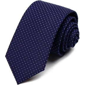 7.5CM Formal Wedding Party Ties for Men 3'' Necktie Mens Invisible Navy Blue Circle White Polka Dots Neck Tie