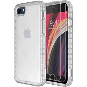 Diverbox for iPhone SE Case [Tempered Glass Screen Protector] [Shockproof] [Dropproof] Heavy Duty Protection Phone Case Cover for Apple iPhone SE (Clear 2in1)