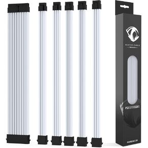 Reaper Cable Premiums - Sleeved PSU Extension Set - Aluminium Cable Combs - Power Supply Extensions - 1x 24 Pin/ 2x 4+4 Pin / 3x 6+2 Pin - 30cm (Black)