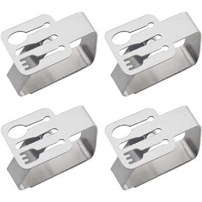 Alnicov 4pcs Stainless Steel Thickened Strong Cloth Clips Tablecloth Clamp Holder Table Cover Clamps for Outdoor and Indoor(Cutlery)