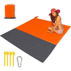 Beach Blanket XL Fast Drying Durable Lightweight Compact Outdoor Mat 83"x 79" - Sandproof Waterproof Picnic Mat for Travel, Camping, Hiking (Green)