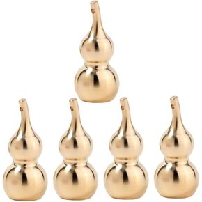NUOBESTY 5pcs Copper Gourd Vintage Feng Shui Charm Brass Gourd for Chinese Wu Gourd Charm Amulet Brass Key Ring Keychain for Gourd Hanging Lucky Charms Wu Keyring Delicate Earrings Metal
