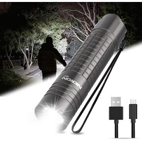 NICRON 800 Lumen N8F Flashlight with 5 Modes,Zoomable LED Flashlight with Rechargeable Battery and Micro-USB,IP65 Waterproof and Dustproof,Suitable for Camping,Hiking,Fishing, Jogging,Outdoors