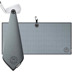 Ghost Golf Magnetic Towel (Caddie) - Premium Ultra-Absorbent Microfiber Golf Towel with Magnet for Golf Carts or Clubs - 18" x 40" Golfing Gear - Waffle Weave Pattern (Dark Grey)
