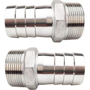 2"(50mm) Hose Barb to 2" NPT Male Threaded- Stainless Steel Hose Fitting Connector Adapter Pipe Fitting Pack of 2
