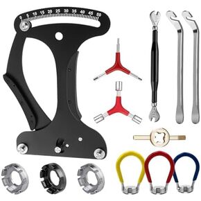 JOJOCY Bike Spoke Tension Meter Spoke Adjustment Wrench Tool 13-Piece Set, Bicycle Tyre Repair Tool Prevent Deformation Spoke Tensiometers Bicycle Rim Truing Tool Y-Shaped Wrench Tire Lever