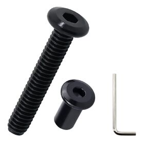 M6-1.0 x 65mm Flat Head Binding Screws with M6 x 15mm Binding Nuts Set 10 Sets, 18-8 (304) Stainless Steel Flat Head Binding Screws, Black Coated, Fayeploo (with Hex Wrench)