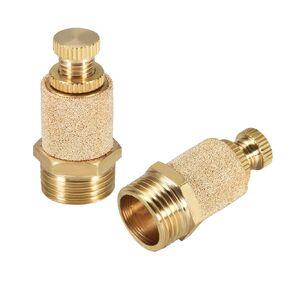 uxcell Sintered Bronze Exhaust Muffler Top Adjustable G3/8 - Brass Body Pneumatic Air Muffler Air Flow Speed Controller Brass Flow Control Muffler 2pcs
