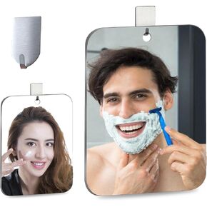 Shower Mirror Fogless for Shaving, Small Wall Mirror (Medium 8 x 6 Inch) Shatterproof Plastic Mirror, Unbreakable Plexiglass Makeup Mirror, Travel Camping Mirrors