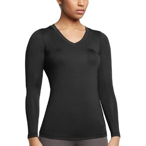 Tommie Copper Women’s Compression Long Sleeve V-Neck Shirt | UPF 50, Breathable Activewear for Upper Body Muscle Support