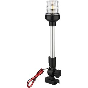 Boat Anchor Light, 3 Nautical Mile LED Fold Down Boat Stern Light Boat Anchor Light for Pontoon and Fishing Boat Navigation Anchor Lights All Round 360° White LED 12-24V (12" Foldable)
