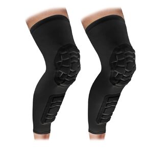 Wrestling Knee Pads Compression Leg Sleeve with Knee Pad and Calf Pad, 1 Pair Knee Sleeve for Football, Basketball, Volleyball(White_L_2 Pcs)