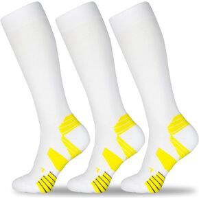 LIN PERFORMANCE 3 Pairs Light Compression Socks for Women and Men 8-15 mmHg Knee High Support Sock for Running Sport Athletic