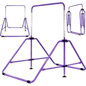 Upgrade Foldable Gymnastic Bar with Mat for Kids Ages 3-12, 200 lbs Weight Capacity, Gymnastic Kip Bar Horizontal Bar for Kids, Gymnastic Training Equipment for Home and Gym Center Use