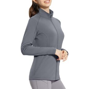 BALEAF Women's Fleece Lined Running Jackets Lightweight Water Resistant Stand Collar Full Zip Hiking Stretch Zip Pockets