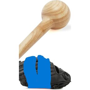 Baseball Glove Break in Kit, One-Piece Solid Wooden Baseball Glove Mallet and Three Colors Glove Wrap Straps for Baseball Glove and Softball Glove, Fit Adult Youth Kids Catcher Mitt