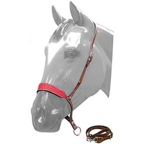 Showman Glitter Overlay Leather Noseband Tie Down & Strap