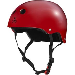 Triple Eight The Certified Sweatsaver Helmet for Skateboarding, BMX, Roller Derby and Roller Skating, S. Red Glossy, XS/S