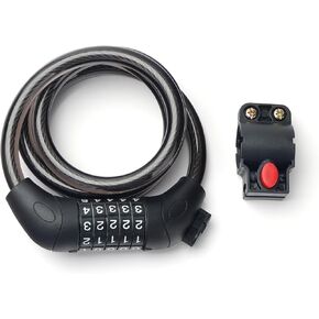 4 Ft Bike Cable Lock 5-Digit Combination Bicycle Cable Lock E-Scooter Lock with Mount 0.47“ Diamete Keyless Bike Locks Bike Lock for Kids Electric Scooter Heavy Duty Anti Theft Colorful Red
