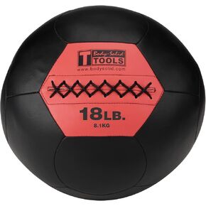 Body-Solid Tools (BSTSMB18) Soft Shell Medicine Ball – Non Bouncing Wall Balls for Strength Training, Weight Loss Workout, Core Exercise and Home Gym Fitness, Black, 18lb Weight