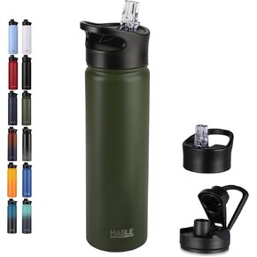 HASLE OUTFITTERS 40oz Stainless Steel Water Bottle, Vacuum Insulated Double Walled Leak Proof Sports Water Bottle with 2 Lids (Straw and Spout Lid) Thermo Mug Keep Cold and Hot(Blue,4)