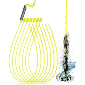 35inch Drain Clog Remover, Drain Cleaner Hair Clog Remover with Rotating Handle and 7 Refills, Drain Hair Remover Plumbing Snake, Easy and Quick Unclog Bathtub Drain, Sink, Shower (7 Pack)