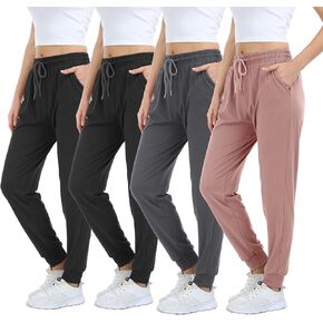4 Pack Women's Lightweight Sweatpants with Pockets for Running Yoga Workout