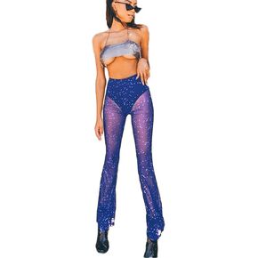 Mesh Pants for Women Rave Pants for Women Festival Pants Women See Through Pants for Women Sheer Pants Mesh Flare Pant