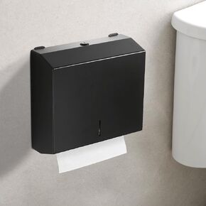 Hoimpro Wall Mounted Stainless Steel Tissue Dispenser, C-Fold Multifold Paper Towel Dispenser, Commercial Paper Hand Towel Holder for Office Bathroom Kitchen,Matte Black Finish
